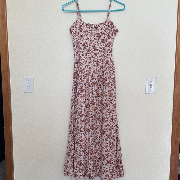 Thirty Thirty Dresses & Skirts - Smocked Corset Bodice Floral Print Midi Dress